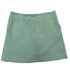 Zac & Rachel Gingham Skort Pull On Elastic Waist Sz 10 Preppy Green White Preppy